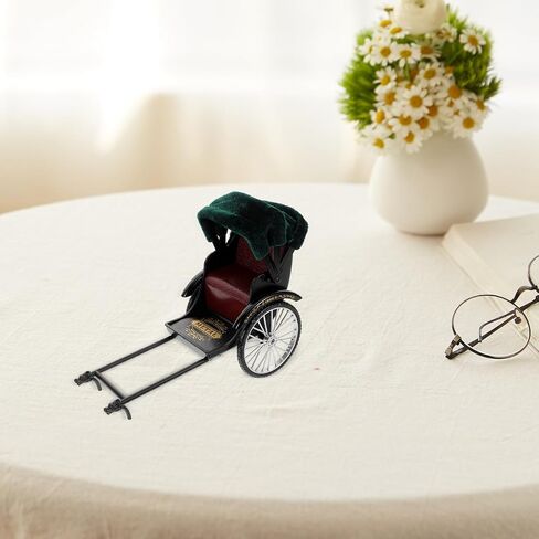Vaguelly Vintage Car Model Toy - Retro Rickshaw Figurine Vintage Jinrikisha Bike Model Old Style Sculpture Desktop Tricycle Ornament Home Decoration in Saudi Arabia