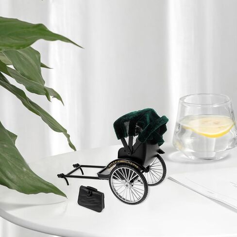 Vaguelly Vintage Car Model Toy - Retro Rickshaw Figurine Vintage Jinrikisha Bike Model Old Style Sculpture Desktop Tricycle Ornament Home Decoration in Saudi Arabia