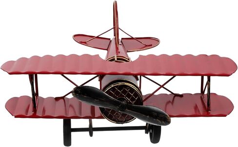 Vintage Red Metal Aircraft Model - Retro Iron Airplane Handicraft for Home Decor, Desktop Decoration, Photo Prop, 8.26 X 7.48 X 3.34 Inches in Saudi Arabia