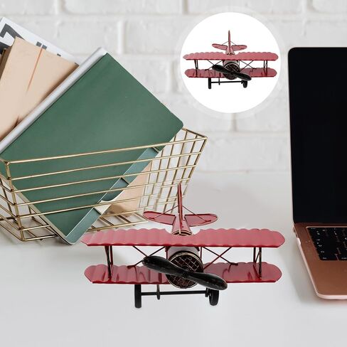 Vintage Red Metal Aircraft Model - Retro Iron Airplane Handicraft for Home Decor, Desktop Decoration, Photo Prop, 8.26 X 7.48 X 3.34 Inches in Saudi Arabia