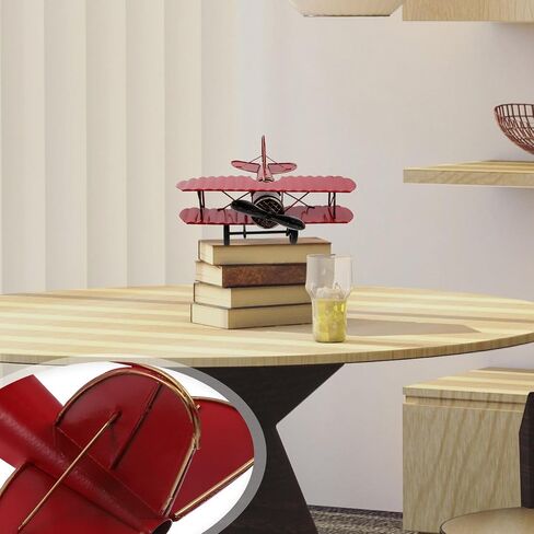 Vintage Red Metal Aircraft Model - Retro Iron Airplane Handicraft for Home Decor, Desktop Decoration, Photo Prop, 8.26 X 7.48 X 3.34 Inches in Saudi Arabia