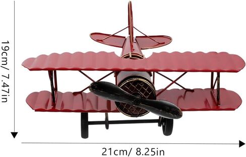 Vintage Red Metal Aircraft Model - Retro Iron Airplane Handicraft for Home Decor, Desktop Decoration, Photo Prop, 8.26 X 7.48 X 3.34 Inches in Saudi Arabia
