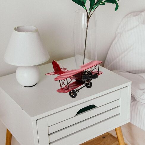 Vintage Red Metal Aircraft Model - Retro Iron Airplane Handicraft for Home Decor, Desktop Decoration, Photo Prop, 8.26 X 7.48 X 3.34 Inches in Saudi Arabia
