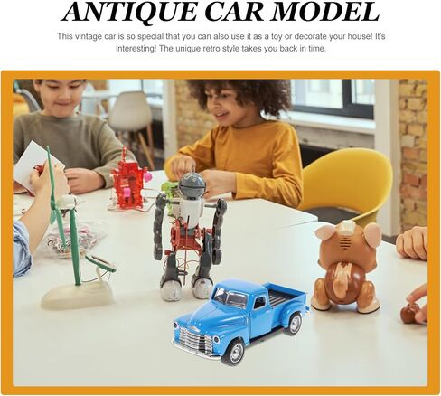 NUOBESTY Die Cast Pickup Truck Model Retro Alloy Car for Home Desk Decor (Sky-Blue) in Saudi Arabia
