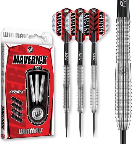 WINMAU Maverick 21-25 Gram Professional Steeltip Tungsten Darts Set with Flights and Stems (Shafts) in Saudi Arabia