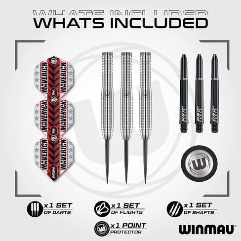 WINMAU Maverick 21-25 Gram Professional Steeltip Tungsten Darts Set with Flights and Stems (Shafts) in Saudi Arabia