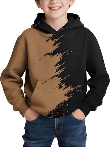 Boys Hoodies Cool 3D Graphic Print Pullover with Pocket Kids Fashion Warm Winter Hooded Sweatshirts in Saudi Arabia