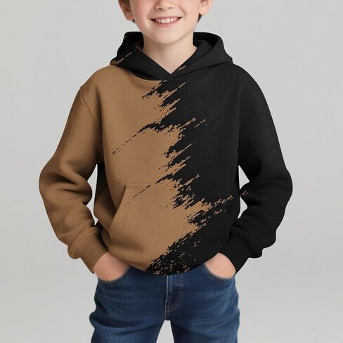 Boys Hoodies Cool 3D Graphic Print Pullover with Pocket Kids Fashion Warm Winter Hooded Sweatshirts in Saudi Arabia