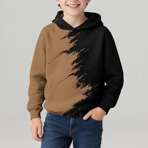 Boys Hoodies Cool 3D Graphic Print Pullover with Pocket Kids Fashion Warm Winter Hooded Sweatshirts in Saudi Arabia