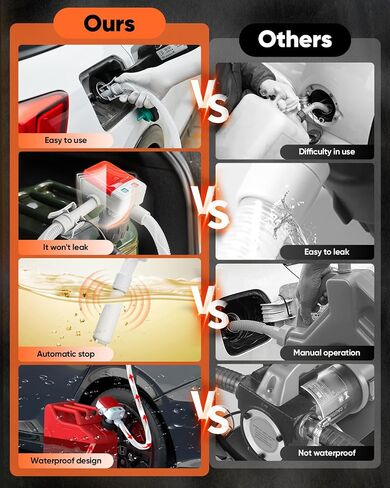Portable Fuel Pump with 51'' Extra Long Hose, Automatic Fuel Transfer Gas Can Pump Battery Powered with Auto-Stop High Flow Rate 3 Can Adapters Compatible with Lawnmowers in Saudi Arabia