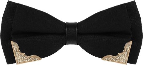 Mens Black Ties for Men, Clip On Bow Tie Pre-Tied Tuxedo Bowtie, Adjustable Elegant Black Gold Bowtie for Prom Wedding Party or Father's Day, Birthdays, Anniversaries as Gifts in Saudi Arabia