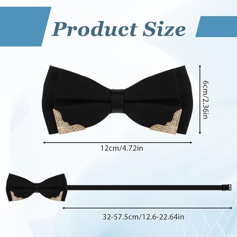 Mens Black Ties for Men, Clip On Bow Tie Pre-Tied Tuxedo Bowtie, Adjustable Elegant Black Gold Bowtie for Prom Wedding Party or Father's Day, Birthdays, Anniversaries as Gifts in Saudi Arabia