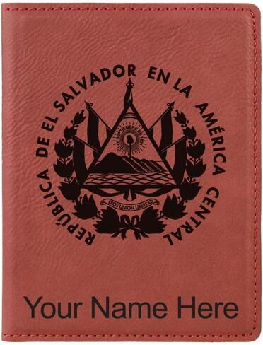 LaserGram Faux Leather Passport Holder, Flag of El Salvador, Personalized Engraving Included (Teal) in Saudi Arabia