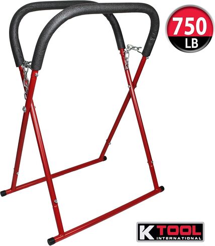 K Tool International 79755 Automotive Fender Stand for Garages, Repair Shops, and DIY, 31" x 36" x 41", 750 lbs. Capacity, Adjustable, Padded, Powder-Coated Tubular Steel, Non-Skid Feet, Red/Black in Saudi Arabia