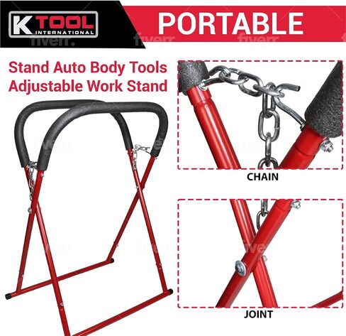 K Tool International 79755 Automotive Fender Stand for Garages, Repair Shops, and DIY, 31" x 36" x 41", 750 lbs. Capacity, Adjustable, Padded, Powder-Coated Tubular Steel, Non-Skid Feet, Red/Black in Saudi Arabia