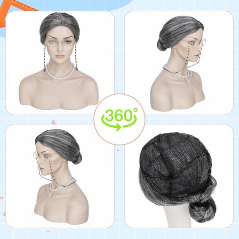 Benehair Mrs Roper Wig for Women, Red Orange Short Curly Wig for Costume Landlady, Sunglasses + Jewelry Set for Halloween Cosplay Party（Orange in Saudi Arabia