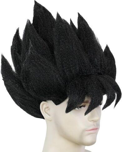 BESTBEL+Hair Cap Yellow Spiky Wig for Man Short Fluffy Yellow Crazy Wig Funny Anime Hair for Halloween Cosplay Mens Cosplay Outfit Synthetic for Costume Party in Kuwait