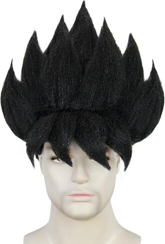BESTBEL+Hair Cap Yellow Spiky Wig for Man Short Fluffy Yellow Crazy Wig Funny Anime Hair for Halloween Cosplay Mens Cosplay Outfit Synthetic for Costume Party in Kuwait