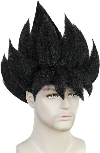 BESTBEL+Hair Cap Yellow Spiky Wig for Man Short Fluffy Yellow Crazy Wig Funny Anime Hair for Halloween Cosplay Mens Cosplay Outfit Synthetic for Costume Party in Kuwait
