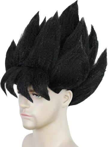 BESTBEL+Hair Cap Yellow Spiky Wig for Man Short Fluffy Yellow Crazy Wig Funny Anime Hair for Halloween Cosplay Mens Cosplay Outfit Synthetic for Costume Party in Kuwait