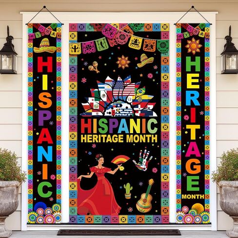 6x2.9 Ft Hispanic Heritage Month Door Cover Decorations,National Latino Heritage Month Decoration Door Banner Spanish Heritage Month Decoration,Mes De La Herencia Hispana Banner Classroom Office Home in Saudi Arabia