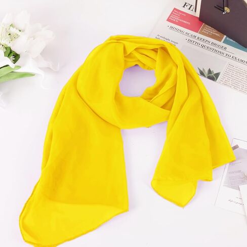 Women's Solid Chiffon Scarf, Soft Sheer Lightweigt Neck Scarves for Wedding Halloween Party in Kuwait