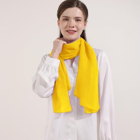 Women's Solid Chiffon Scarf, Soft Sheer Lightweigt Neck Scarves for Wedding Halloween Party in Kuwait