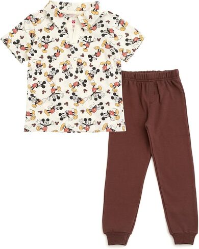 Disney Polo Shirt and Fleece Jogger Pants Outfit Set Toddler to Big Kid Sizes (2T - 10-12) in Saudi Arabia