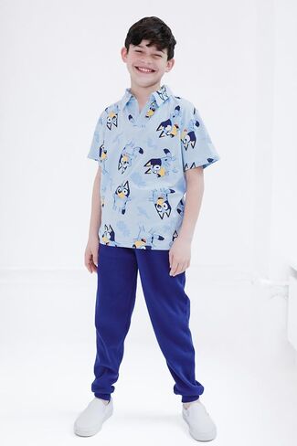 مجموعة Bluey Polo Shirt و Fleece Jogger Pants مجموعة ليد لدفلر لأحجام الأطفال الكبيرة (2T - 10-12) in Saudi Arabia