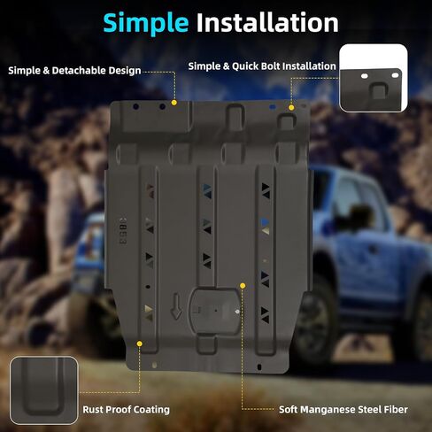 طقم الأثخن Ford F150 Full Skid Plate Cit متوافق مع 2015-2022 Ford F150 4WD 4WD 2.7L EcoBoost ، 3.3L ، 3.5L EcoBoost ، 5.0L EcoBoost ، مع واجهة المحرك ، مركز القيادة وحماية المحور الخلفي in Kuwait
