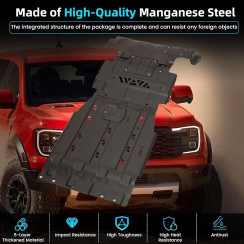 طقم الأثخن Ford F150 Full Skid Plate Cit متوافق مع 2015-2022 Ford F150 4WD 4WD 2.7L EcoBoost ، 3.3L ، 3.5L EcoBoost ، 5.0L EcoBoost ، مع واجهة المحرك ، مركز القيادة وحماية المحور الخلفي in Kuwait