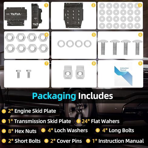 طقم الأثخن Ford F150 Full Skid Plate Cit متوافق مع 2015-2022 Ford F150 4WD 4WD 2.7L EcoBoost ، 3.3L ، 3.5L EcoBoost ، 5.0L EcoBoost ، مع واجهة المحرك ، مركز القيادة وحماية المحور الخلفي in Kuwait