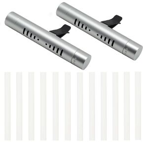 2 Pcs Car Air Essential Oil Diffuser Vent Clip with 12 Pcs Odorless Refill Sticks, Premium Aluminum Air Freshener Diffuser Suitable for Cars, Office, Kitchen, Bathroom, Pet Houses (Sliver) in Kuwait