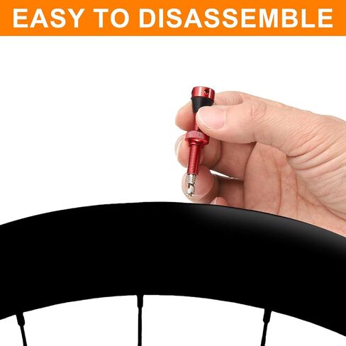 HARFINGTON 2pcs Tubeless Valve Stems 44mm Aluminum Alloy Tubeless Valve Super Light No Leak Durable with 4 Hole and Caps Fit Most Bicycle Tubeless Rims, Gold in Saudi Arabia