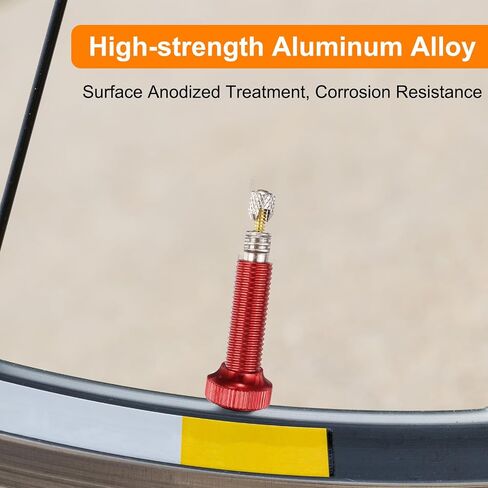 HARFINGTON 2pcs Tubeless Valve Stems 44mm Aluminum Alloy Tubeless Valve Super Light No Leak Durable with 4 Hole and Caps Fit Most Bicycle Tubeless Rims, Gold in Saudi Arabia