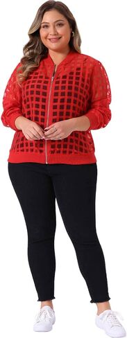 Agnes Orinda Mesh Sheer Jackets for Women Plus Size 2025 Fall Fashion See Through Long Sleeve Zip Up Bomber Jacket in Saudi Arabia