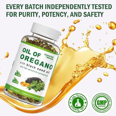 زيت أوريجانو 300 ناعمة مع زيت البذور الأسود ، 2 في 1 مزيج مع زيت الأوريجانو وزيت البذور الأسود ، مضادات الأكسدة الطبيعية ، غير المعدلة وراثيا ، خالية من الغلوتين in Kuwait