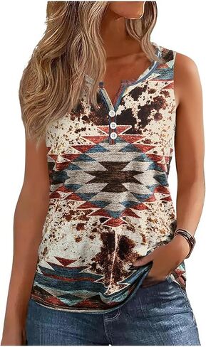 CHUNTIANRAN Women's Tank Tops Eyelet Embroidery V Neck Shirt Summer Sleeveless Top Women Casual Loose Fit Vacation Shirt in Kuwait