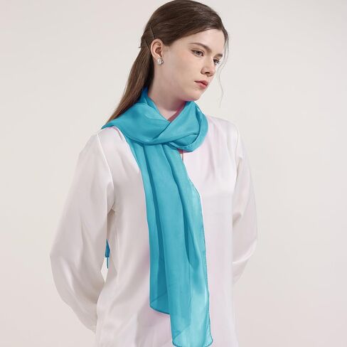 Women's Solid Chiffon Scarf, Soft Sheer Lightweigt Neck Scarves for Wedding Halloween Party in Kuwait