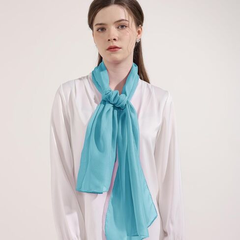 Women's Solid Chiffon Scarf, Soft Sheer Lightweigt Neck Scarves for Wedding Halloween Party in Kuwait