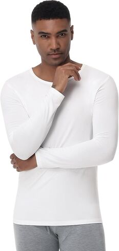 WiWi Shirts for Men Long Sleeve Underwear Viscose from Bamboo Slim-Fit Tee Baselayer Mens Stretchable Shirt Soft Top S-XXL in Saudi Arabia