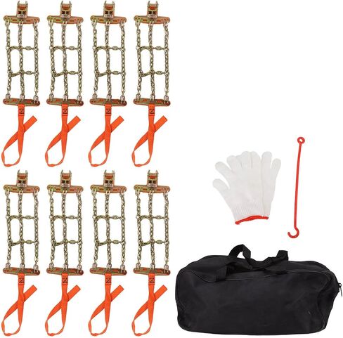 Wheel Chain, 8 Packs Tire Snow Chain Anti Slip Adjustable Universal Wheel Traction Chains for 165mm to 265mm Tyres in Saudi Arabia