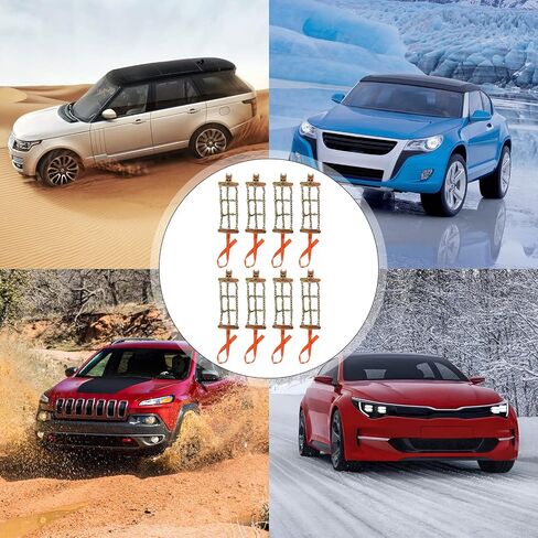 Wheel Chain, 8 Packs Tire Snow Chain Anti Slip Adjustable Universal Wheel Traction Chains for 165mm to 265mm Tyres in Saudi Arabia