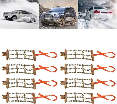 Wheel Chain, 8 Packs Tire Snow Chain Anti Slip Adjustable Universal Wheel Traction Chains for 165mm to 265mm Tyres in Saudi Arabia