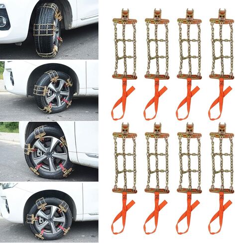 Wheel Chain, 8 Packs Tire Snow Chain Anti Slip Adjustable Universal Wheel Traction Chains for 165mm to 265mm Tyres in Saudi Arabia