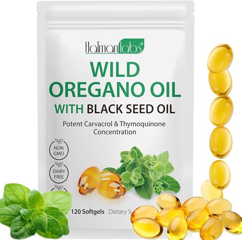 زيت من أوريجانو softgel ، زيت أوريجانو مع زيت البذور السوداء ، كبسولات زيوت الأوريغانو مع عالية carvacrol و thymoquinone لدعم المناعة ، ملحق كبسولة زيوت الأوريغانو ، 120 ناعمة in Saudi Arabia
