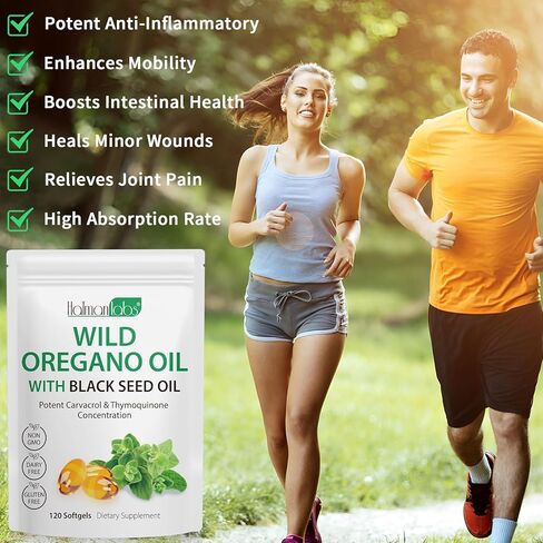 زيت من أوريجانو softgel ، زيت أوريجانو مع زيت البذور السوداء ، كبسولات زيوت الأوريغانو مع عالية carvacrol و thymoquinone لدعم المناعة ، ملحق كبسولة زيوت الأوريغانو ، 120 ناعمة in Saudi Arabia