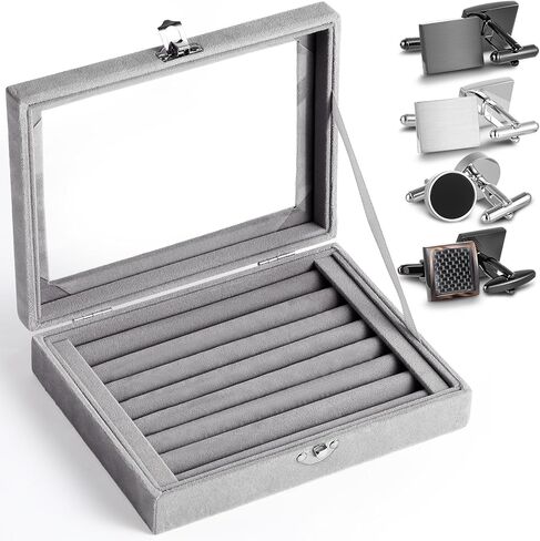 Quelay Cufflinks and Box Set for Men Includes 4/12 Pair Cufflinks 1 Pcs Jewelry Display Case for Wedding Business Gift in Saudi Arabia
