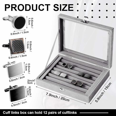 Quelay Cufflinks and Box Set for Men Includes 4/12 Pair Cufflinks 1 Pcs Jewelry Display Case for Wedding Business Gift in Saudi Arabia