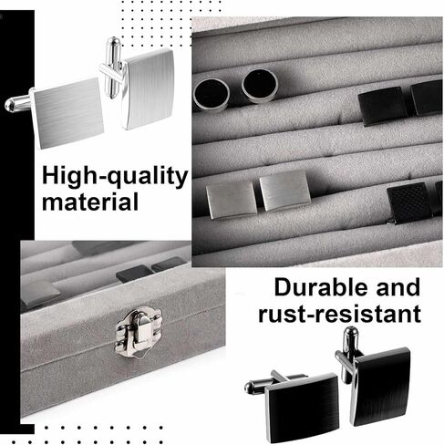 Quelay Cufflinks and Box Set for Men Includes 4/12 Pair Cufflinks 1 Pcs Jewelry Display Case for Wedding Business Gift in Saudi Arabia